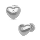 Broqueles De Corazon En Oro Blanco 14k Con 1pt De Diamante (1mm Aprox)