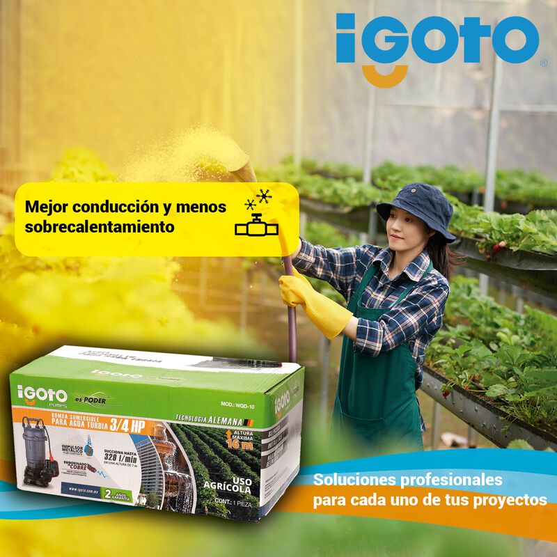 Igoto Wqd10 Bomba Sumergible Agua Turbia 3/4 Hp... image number null