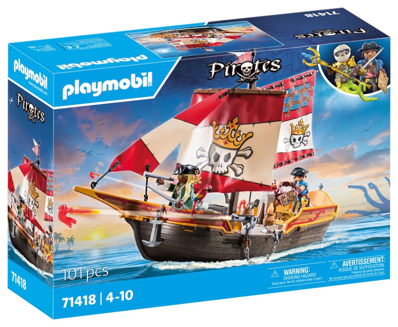 Barco Pirata Playmobil 71418 Con 2 Figuras Y 98... image number null