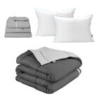 Edred&oacute;n Doble Vista Rogga King Size Gris Perla-gris Oxford + 1 Juego De S&aacute;banas Royal + 2 Almohadas Royal Twin