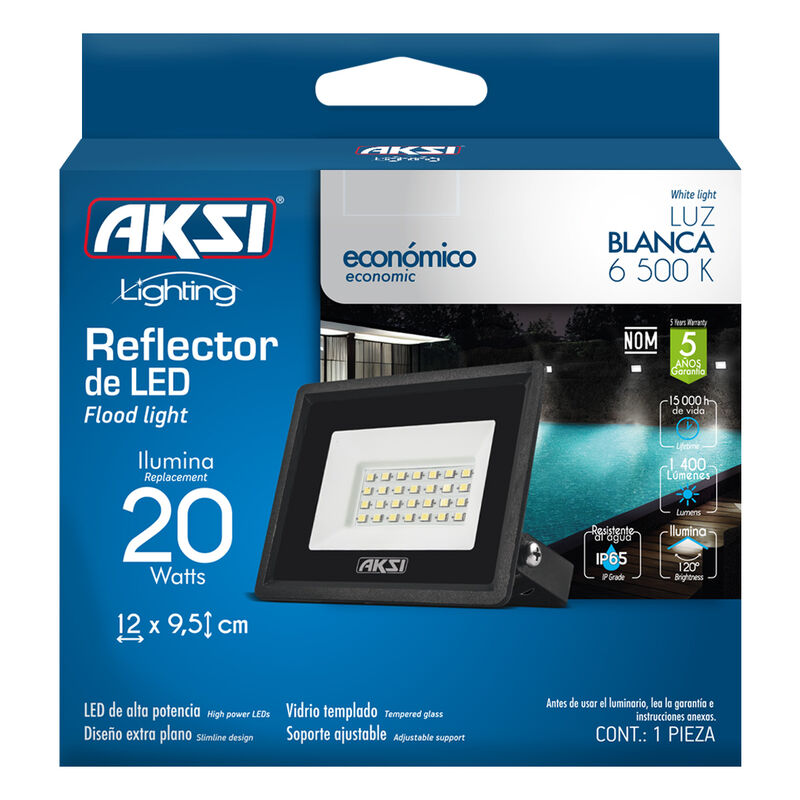 Pack de 4 reflectores LED Aksi 20W IP65 Luz Bla... image number null