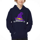 Sudadera Con Capucha Word Art Para Ni&ntilde;o - Gato De Bruja Asom&aacute;ndose - Azul Marino