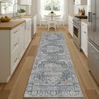 Alfombra Corredor Rugxara 79x244 Cm Lavable Azul Estilo Boho