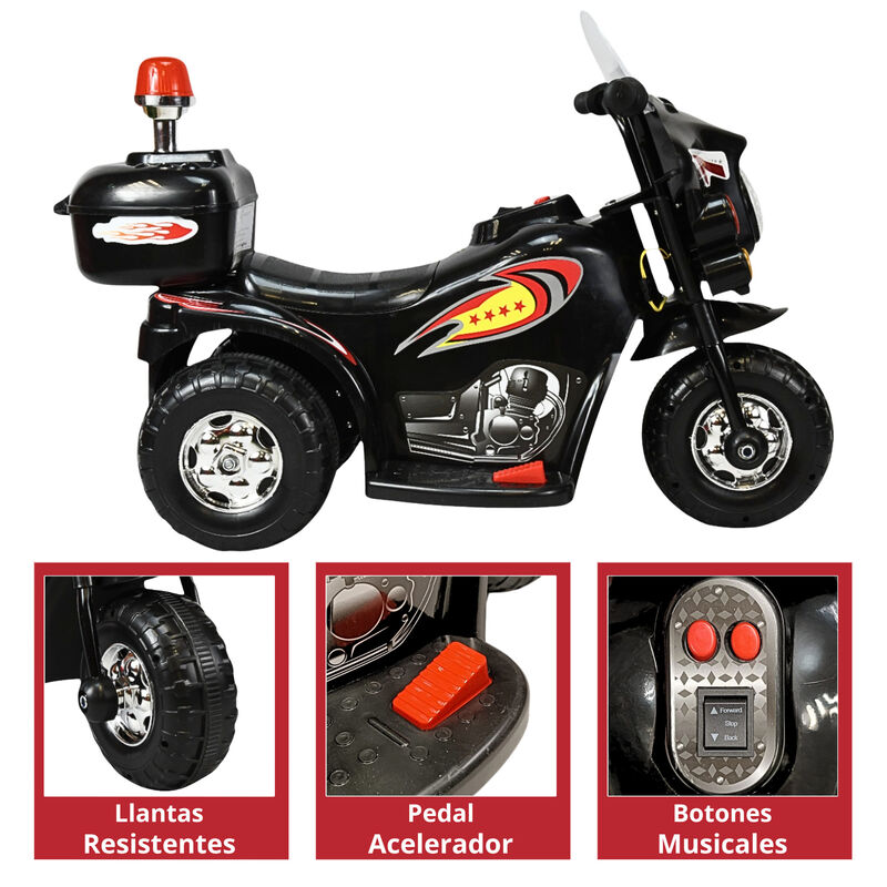 Moto Montable El&eacute;ctrica para Ni&ntilde;os Luces y Soni... image number null