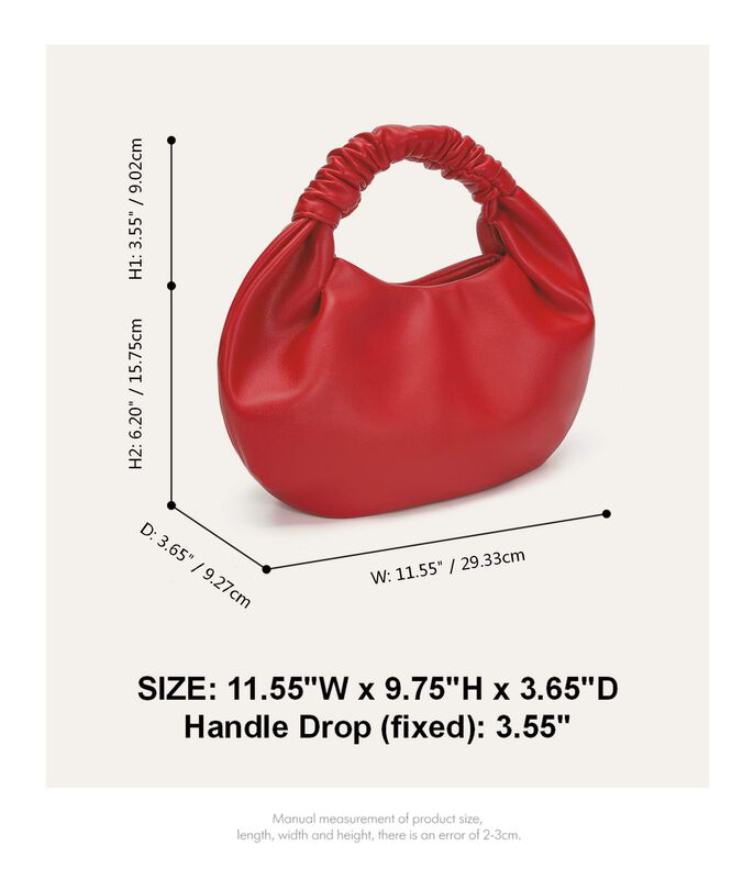 Bolso Hobo Coraid 29 cm Rojo Con Asa Superior F... image number null