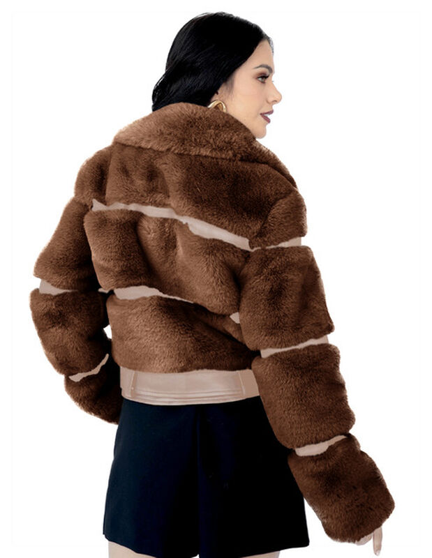 Chamarra Corta De Peluche Premium Cinturon Ajus... image number null