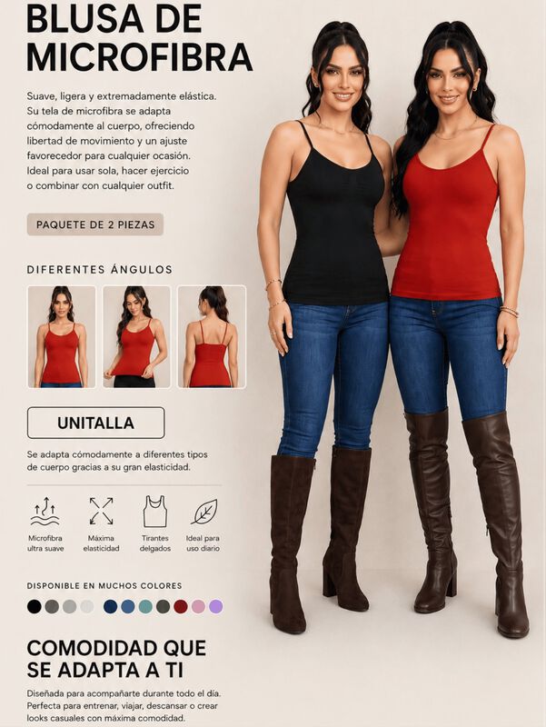 Set 2 Blusas Mujer Tirantes Casual Blusa Bl-100... image number null