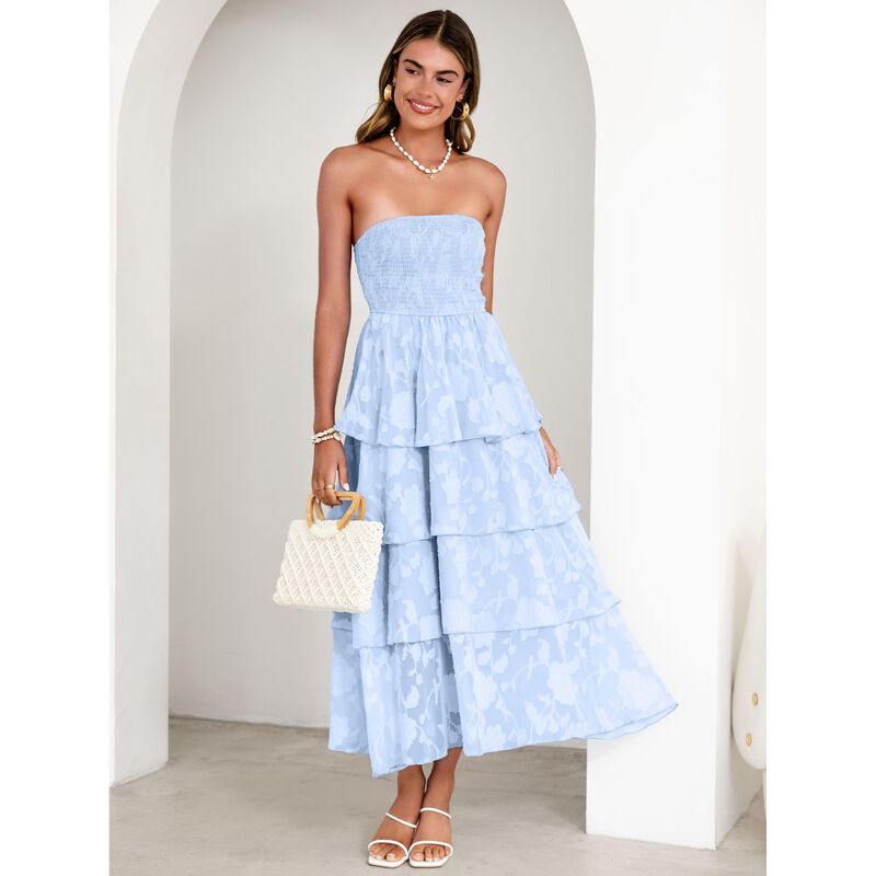 Vestido Simplee Maxi Floral Boho Cintura Frunci... image number null