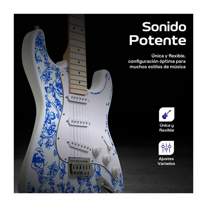 Guitarra El&eacute;ctrica Accesorios Blanco + Amplific... image number null