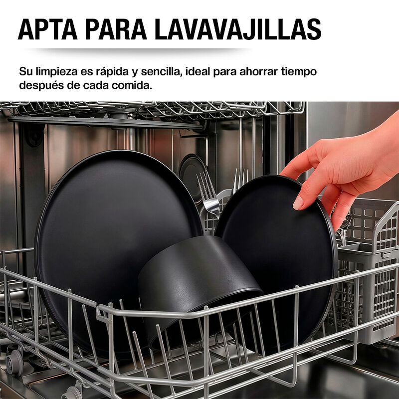 Vajilla Negra De Melamina Para 4 Personas 12 Pz... image number null