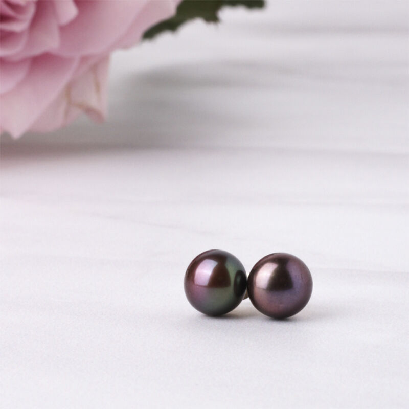 Broqueles de Perla Negra Mediana image number null