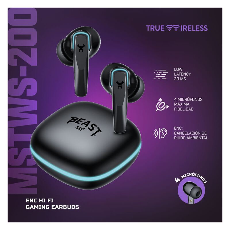 STF Aud&iacute;fonos Gamer Beast MSTWS-200 | 4 micr&oacute;fo... image number null