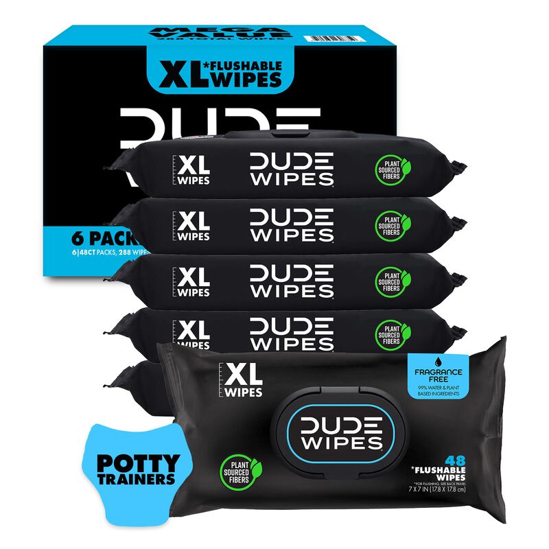 Baby Wipes Dude Flushable, Sin Perfume, Paquete... image number null