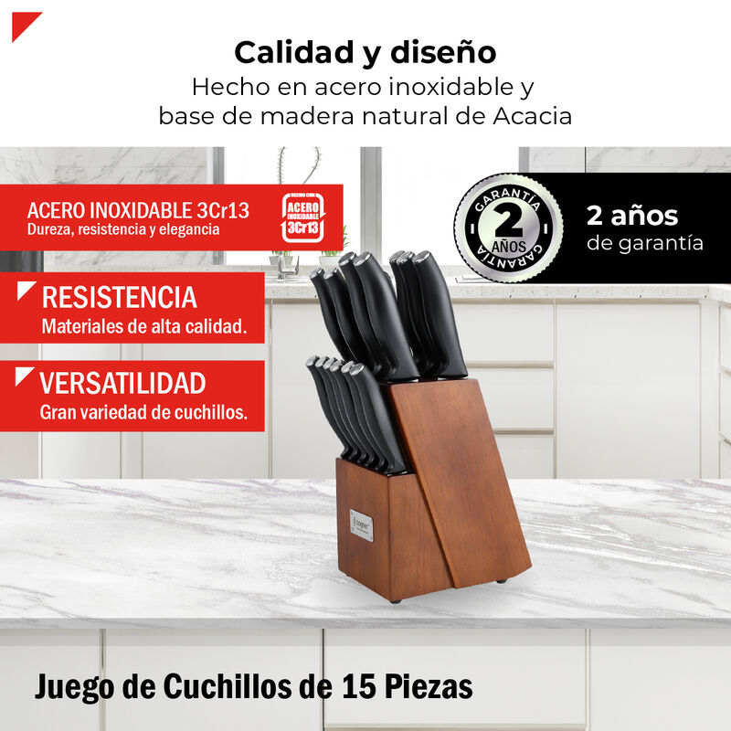 Bogner Juego de Cuchillos Con Bloque de Madera ... image number null