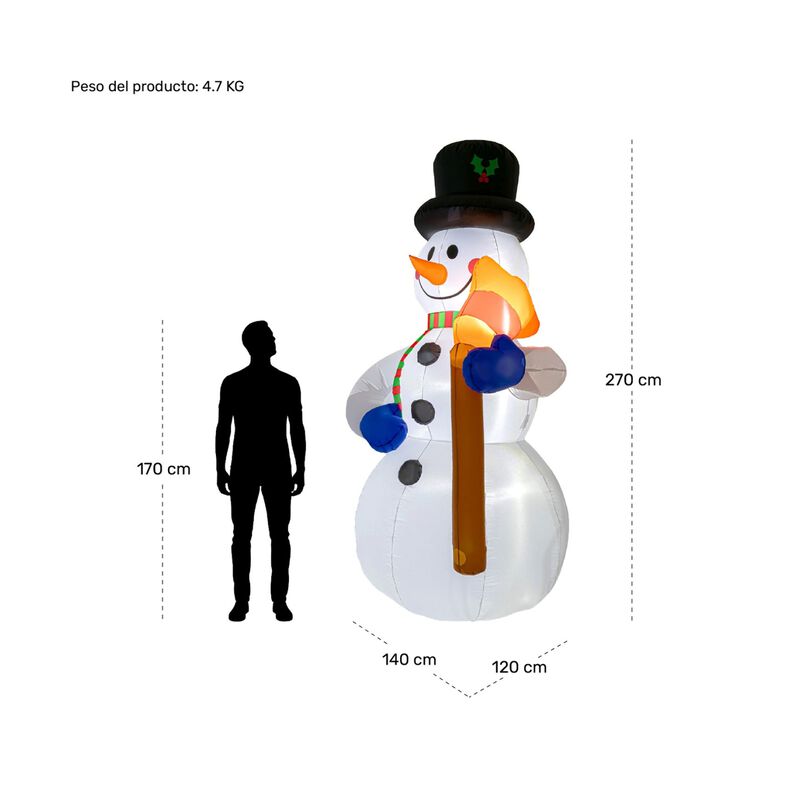 Inflable Navidad Mu&ntilde;eco Nieve Gigante 2.7m Exte... image number null