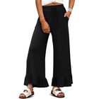 Pantalones Palazzo Kissmoda Lounge Negro XL Con Dobladillo De Volantes