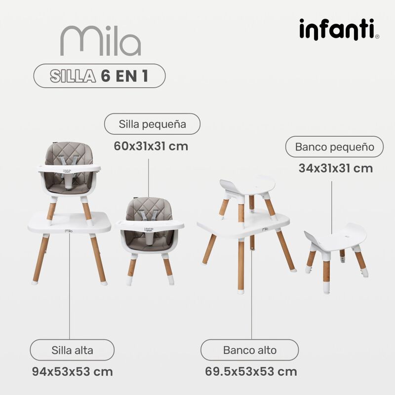 Silla Alta Mila 6 En 1 Gris image number null