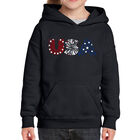 Sudadera Con Capucha Word Art Para Ni&ntilde;a - Fuegos Artificiales USA - Negro