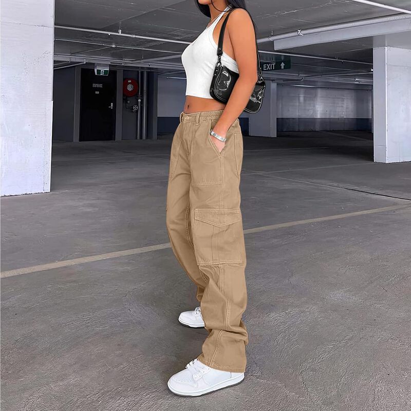 Pantalones Cargo Lepunuo Mujer Caqui, Pierna An... image number null