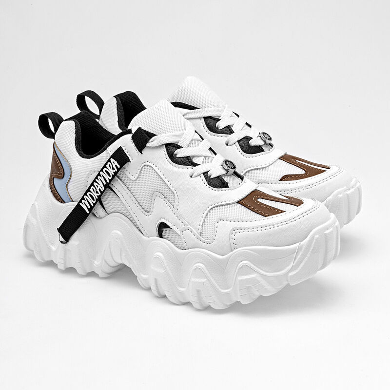 Moramora Tenis Chunky Para Mujer Blanco Camel A... image number null