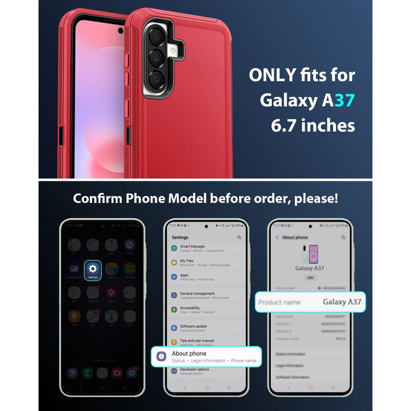 Funda Jelanry Galaxy A37 5G Resistente Rojo Neg... image number null