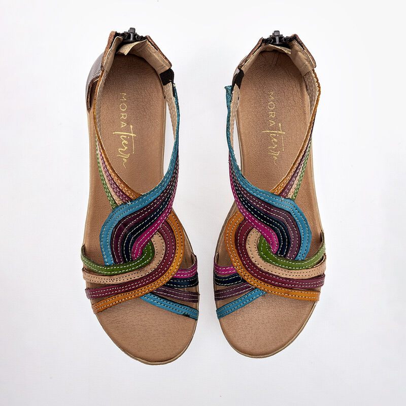 Mora Tierra Sandalia para mujer camel multicolo... image number null