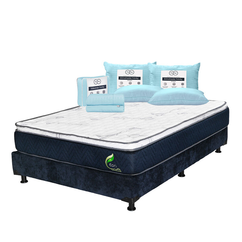 Colch&oacute;n Queen Size Eon + Box + 2 Almohadas Trin... image number null