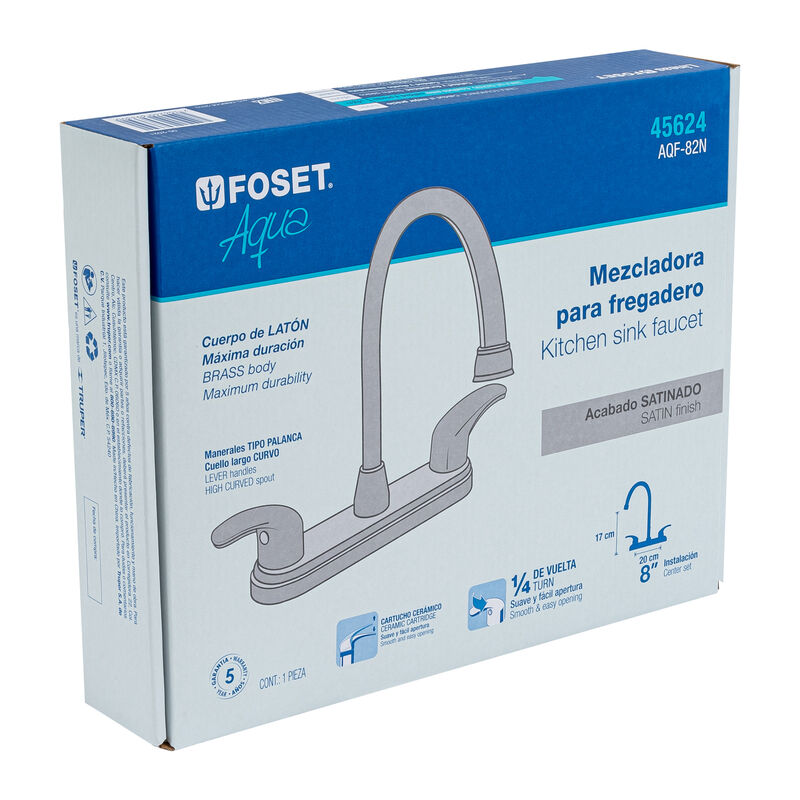 Mezcladora Satín 8' para Lavabo Cuello Largo Pa... image number null