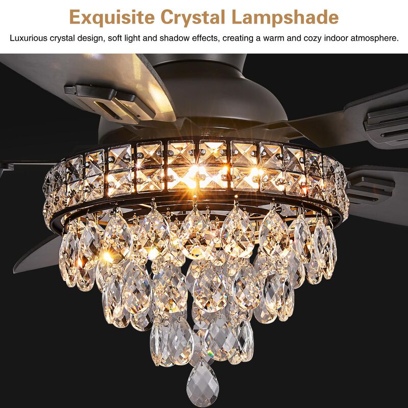 Ventilador De Techo Fanyank Crystal Con Luces D... image number null