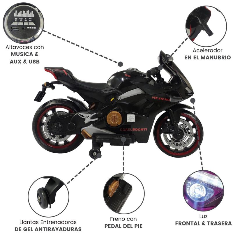 Moto El&eacute;ctrica Montable 12v Con Iluminaci&oacute;n Led... image number null