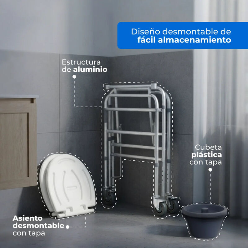 Silla C&oacute;modo Plegable Aluminio Altura Ajustable... image number null