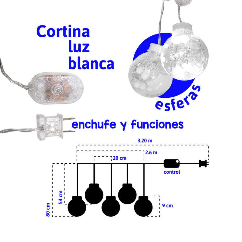 Cortina serie de luces 108 LED luz blanca pelot... image number null