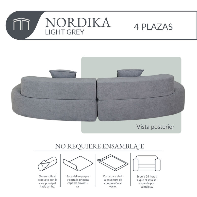Sof&aacute; Espuma Alta densidad NORDIKA Light Grey 4 ... image number null