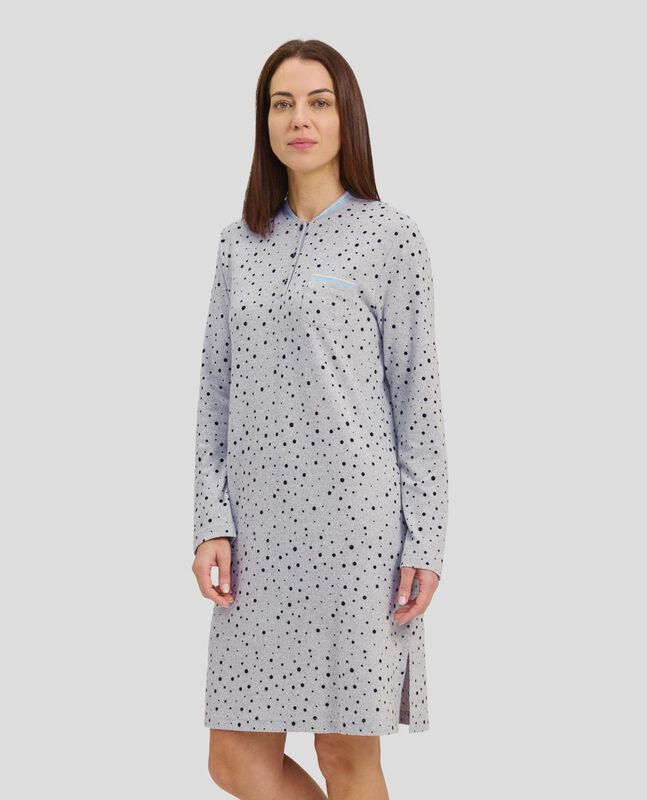 Camis&oacute;n Largo con Estampado de Topos Gris image number null