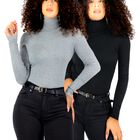 Set De 2 Sueteres Mujer De Cuello Alto Sueteres Dama Suet-1044-px2 Negro Y Gris Sweaters