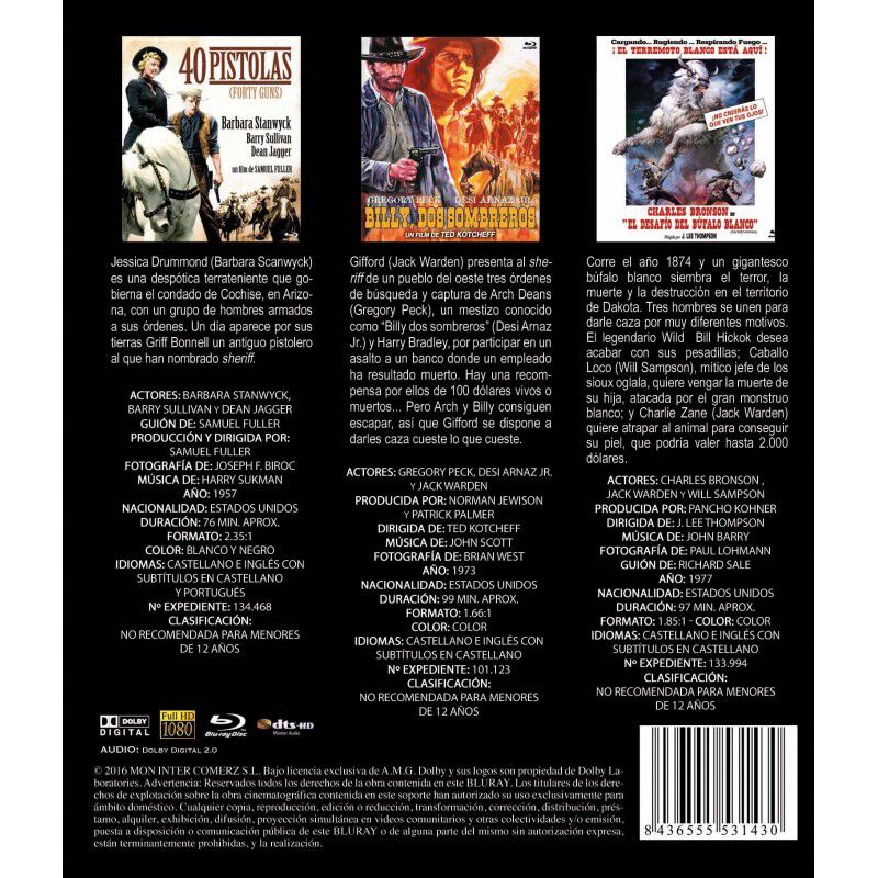 Cl&aacute;sicos Del Oeste 3 Discos Blu-ray: Billy Dos ... image number null