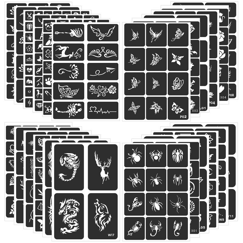 Kit De Plantillas De Tatuaje Fanost, 24 Hojas C... image number null