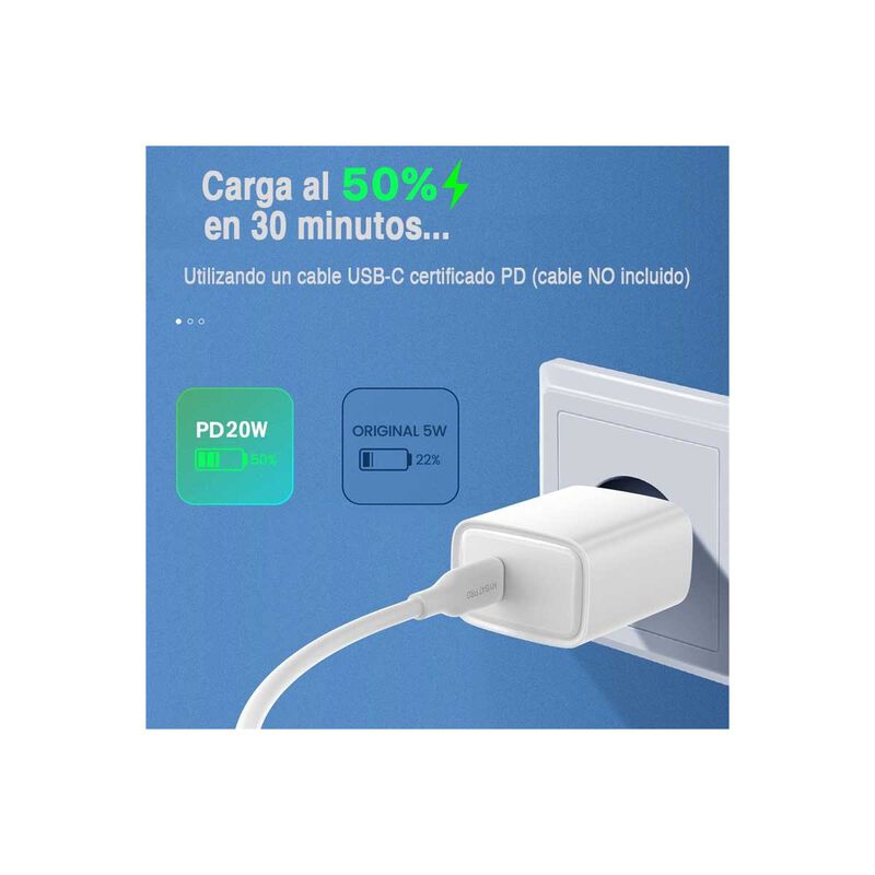 Cargador AC FDN USB-C 20W Universal Blanco image number null