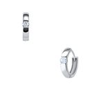 Arracada De Oro Blanco 14k Con Zirconias (10mm Aprox.)