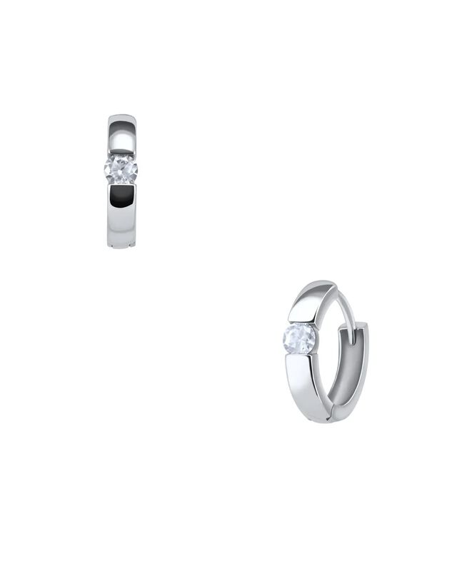 Arracada De Oro Blanco 14k Con Zirconias (10mm ... image number null