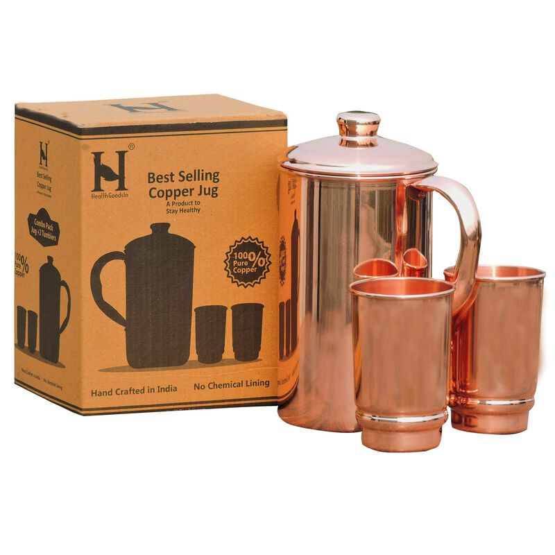 Jarra De Agua De Cobre Y 2 Vasos Healthgoods En... image number null