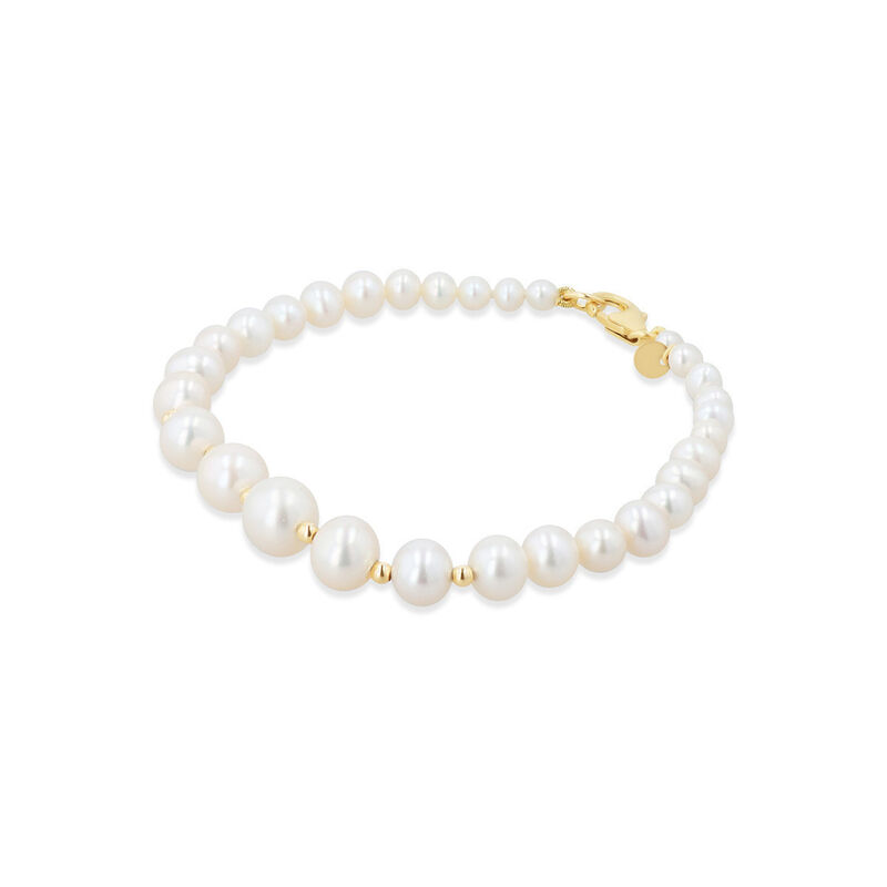 Pulsera Oro 14k Con Perlas Blancas En Disminuci... image number null