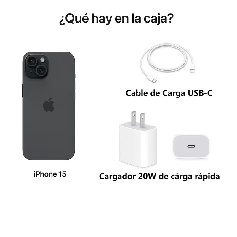 Apple Iphone 15 128gb Negro + Adaptador De Corr... image number null