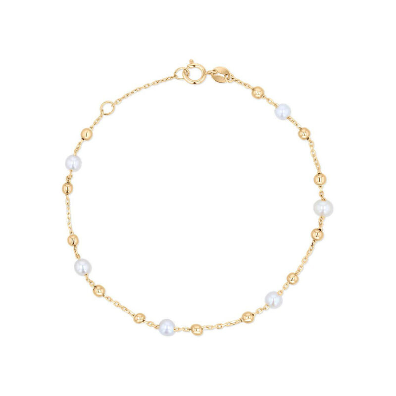 Pulsera De Oro Amarillo 14K Con Perla (16.5 + 2... image number null