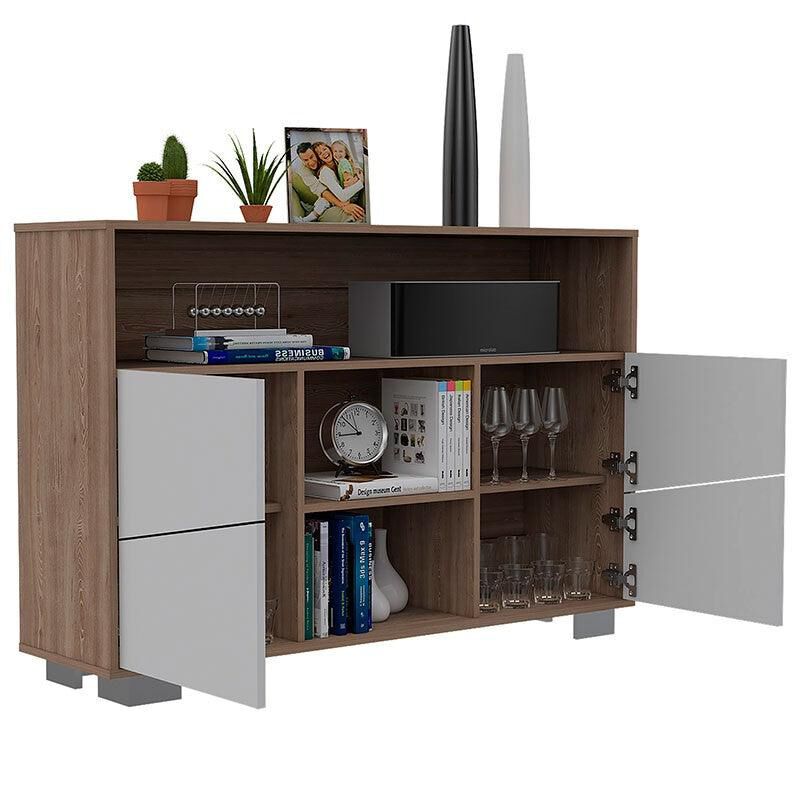 Mesa Auxiliar Orus Miel y Blanco con Cuatro Pue... image number null