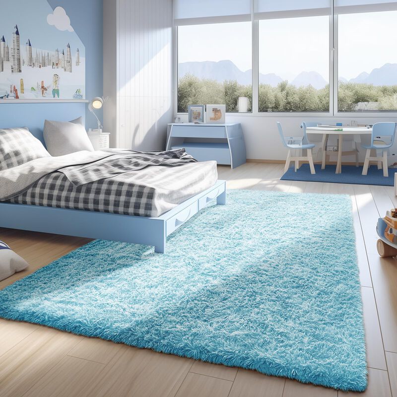 Alfombra Ophanie Azul Claro 122x152 cm De Pelo ... image number null