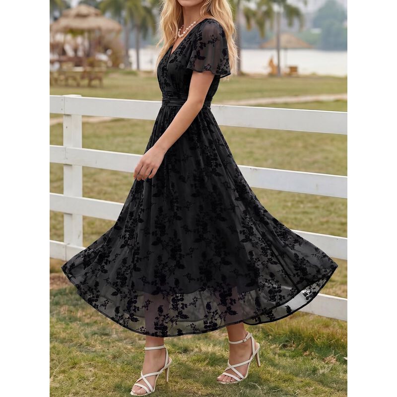 Vestido Lillusory Cruzado Floral con Bolsillos ... image number null
