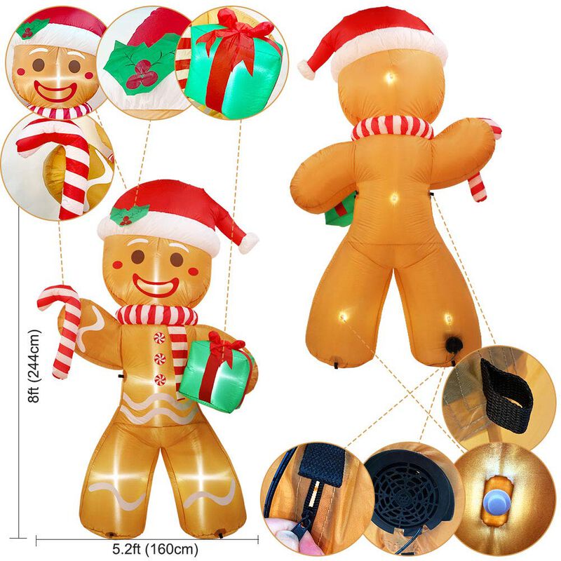 Gingerbread Man Aerwo Inflable Navide&ntilde;o De 8 Pi... image number null