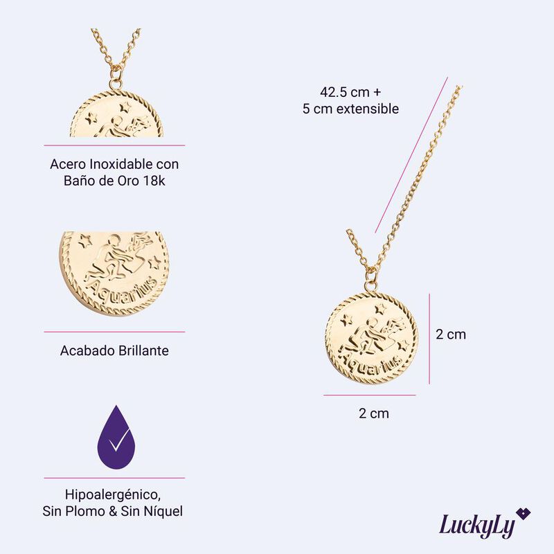 Collar Signo Zodiacal Hor&oacute;scopo, Ba&ntilde;o Oro 18k R... image number null