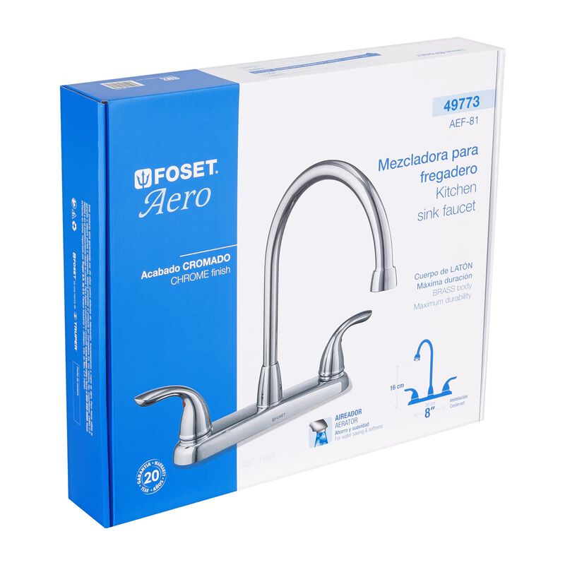 Mezcladora 8' Cuello Alto para Fregadero Foset ... image number null